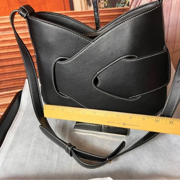 Polene Paris Black Leather Nodde Hobo Shoulder Crossbody Bag, adjustable strap - Picture 5 of 17